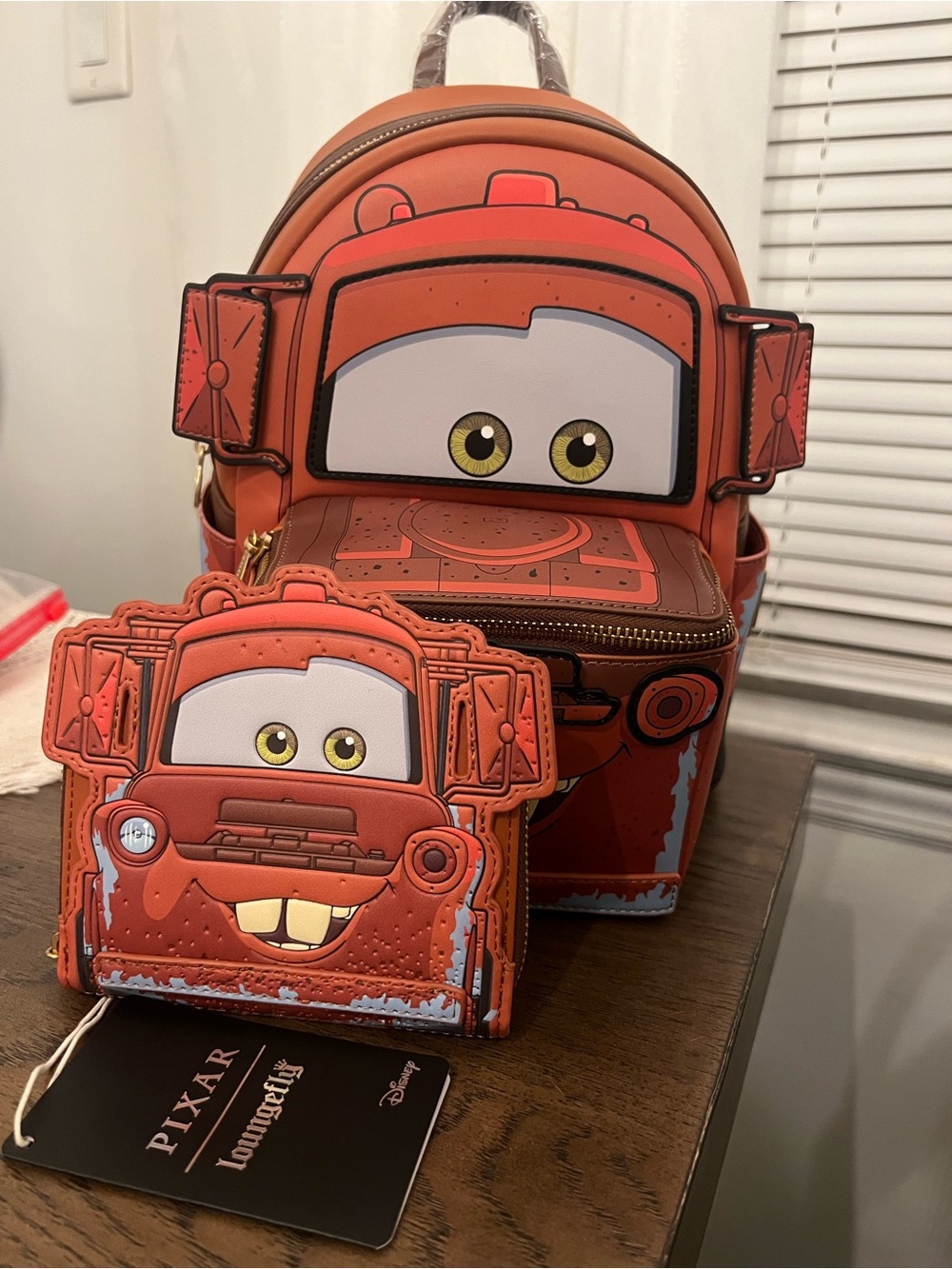 NWT Disney Pixar Cars Loungefly Mater Backpack and Wallet Set Grail Bag Rare